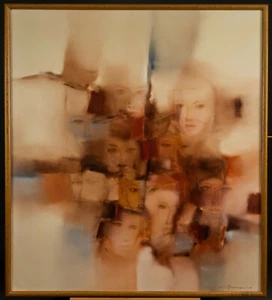 Signed Original Vicente Carneiro Oil Painting "Faces" Midcentury Modern 1970's - Picture 1 of 6