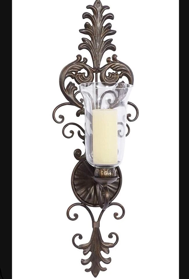 Deco 79 Victorian-Style Metal and Glass Ornate Candle Sconce, 31" H x 10" L  - Image 1 of 4