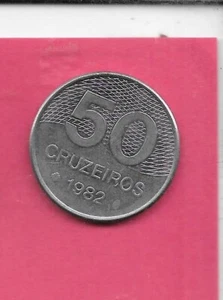 BRAZIL KM594.1 1982 XF-SUPER FINE CIRCULATED 50 CRUZEIROS OLD VINTAGE COIN - Bild 1 von 1