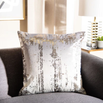 SAFAVIEH Rensia Pillow | Silver / Beige | - Image 1 of 4