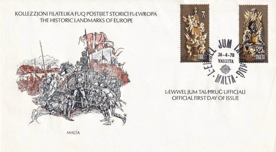 MALTA 1978 FIRST DAY COVER, GRAND MASTER NICOLA COTONER MONUMENT EUROPA ART - Image 1 of 1