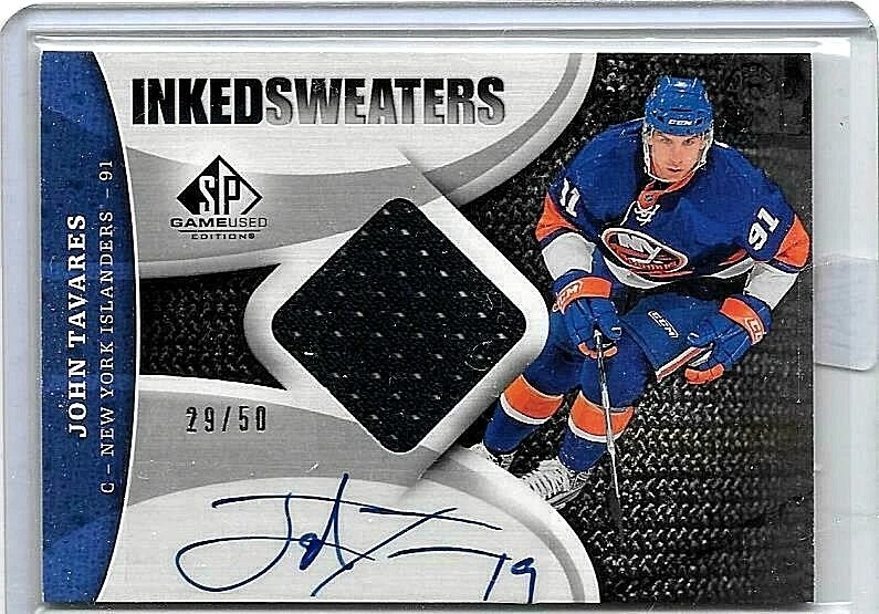 JOHN TAVARES '09-10 SP GAME USED INKED SWEATERS JERSEY+CERTIFIED AUTO#/50 BV$80 - Image 1 of 1