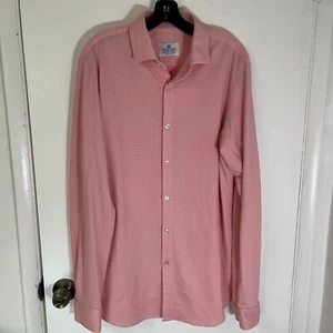 Mizzen + Main Men's L Tall Trim Fir Long Sleeve Check Gingham Pink Dress Shirt - Picture 1 of 11
