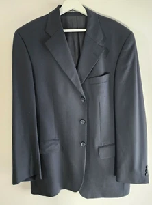 Size 46 Regular Vintage Suit Dark Navy Blue Jacket S. Cohen Montreal Canada Wool - Picture 1 of 7