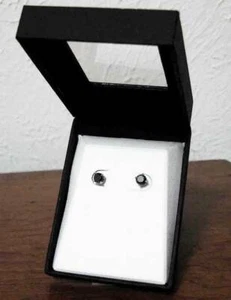【NEW】1 CARAT T.W. BLACK DIAMOND EARRINGS IN STERLING SILVER - Picture 1 of 5