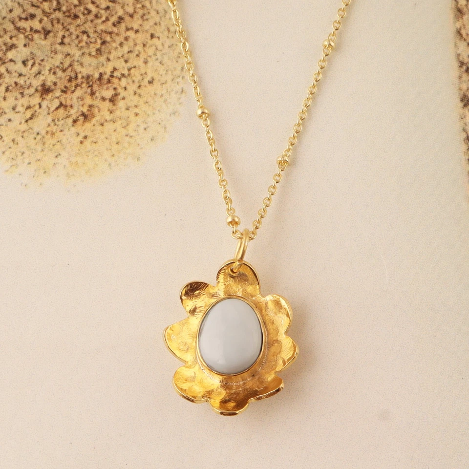 Collar de cadena llamativo enchapado en oro amarillo ópalo azul para mujer Foto 1 de 1