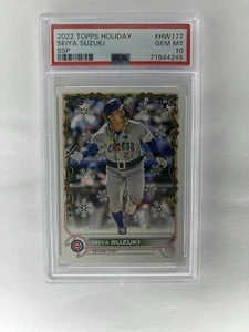 2022 Topps Holiday Seiya Suzuki SSP Christmas Lights Necklaces Santa Belt PSA 10 - Bild 1 von 2