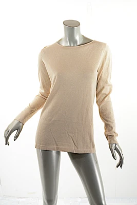 BRUNELLO CUCINELLI Tan w/Hint of Gold Fine Cashmere Blend Tunic Sweater  Sz XXL - Image 1 of 4