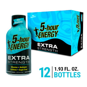 5 Hour Energy Shot Extra Strength BLUE RASPBERRY 12/Count - FREE SHIPPING!!!