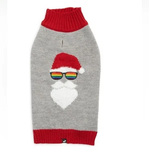 HOTEL DOGGY Pride Santa Dog Sweater, Red/Gray, Gay Pride, Small, NWT - Picture 1 of 12
