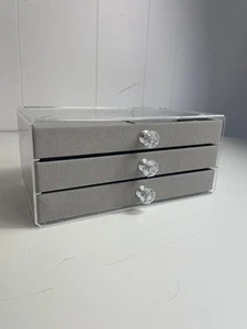Caja organizadora de joyas de 3 niveles, bandejas de terciopelo para collar, pendientes, pulsera beige - Imagen 1 de 7