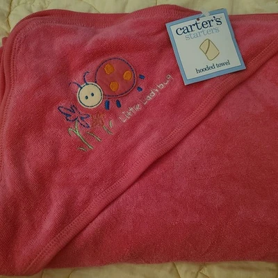 New Carters Hooded TOWEL Little LADYBUG Vintage baby Girl  Hard To Find Starters - Image 1 of 3