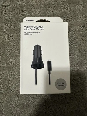 Cargador Coche Vehículo Verizon con Luz LED y Doble Salida para Micro USB 3.4 Amp Foto 1 de 3