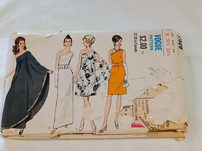 Vogue #7528 Sewing Pattern *RARE* Factory Folded 1960s Vtg Sz8 1pc Evening Dress - Image 1 of 4