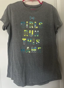 Under Armour Youth Girls Graphic T-shirt Top Size Medium Gray - Picture 1 of 5