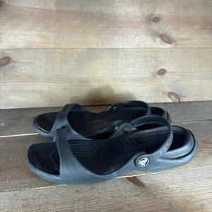 crocs cleo v mujer talla 8 zapatos negro sandalias sin cordones confort - Imagen 1 de 7