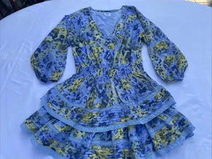 Aerie dress lined multicolor size M buttonn crochet detail - Picture 1 of 15