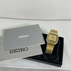 Rare Vintage Seiko Quartz Watch H461-5009 Gold Tone Mens Digital Analog 1980s - Picture 1 of 11