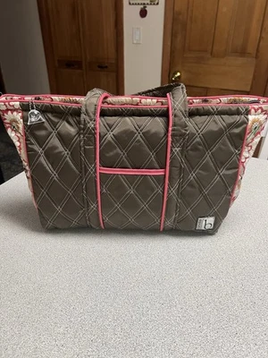 Bolso de Hombro Acolchado CINDA B Bolso de Mano Marrón Cacao Estampado Floral EE. UU. 19x13x5 Foto 1 de 4