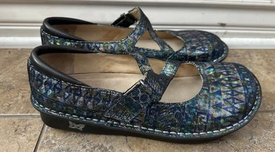 Algeria Mary Jane Silver/Blue Slip On Shoes Sz 39EU/9-9.5 - Image 1 of 4
