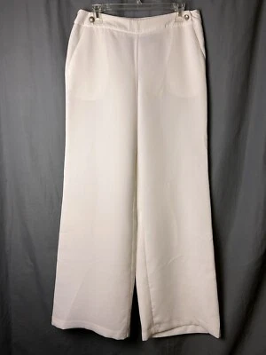 EVAN PICONE Women’s Winter White Ivory Flat Front Woven Wide Leg Dressy Pants 10 - Image 1 of 4