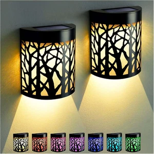 Solar Wall Lights Outdoor Wall Sconce Fence Lighting for Patio Front Door Yard D - Picture 1 of 12