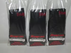 3 PAIRS Men's BLACK Snap-On Crew Socks LARGE ~ FREE SHIPPING ~ MADE IN USA *NEW* - Picture 1 of 7