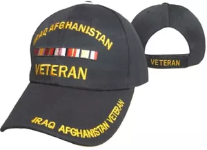 Iraq Afghanistan War Veteran Hat Ribbon Black Cap Ballcap Embroidery Brand New - Picture 1 of 1