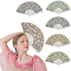 Folding Fan Hand Held Silk Bamboo Fan Chinese Style Wedding Party Dance Fans / - Picture 1 of 24