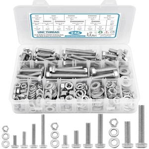 246PCS Hex Head Bolts and Nuts Assortment Kit, Stainless Steel 1/4-20, 5/16-18, - Picture 1 of 12