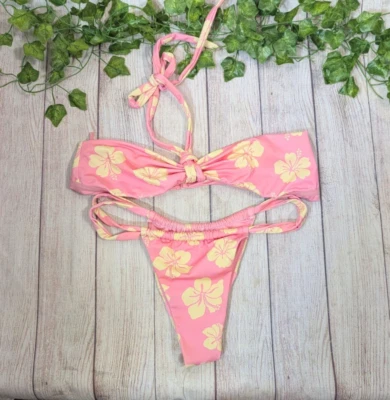 PACSUN PACIFIC SUNWEAR Mujer Tropical Rosa Bikini Halter Descarado Talla M o L Foto 1 de 4