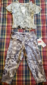 NEW girl Z By ZELLA cropped leggings size 7/8 +free gift: PAPER CRANE short top  - Picture 1 of 5