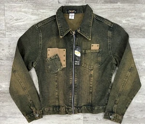 Virgin Only Denim Full Zip Stone Wash Jean Denim Jacket Girls Juniors Size Large - Picture 1 of 7