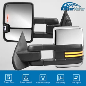 Par de espejos retrovisores de remolque cromados eléctricos térmicos para Chevy Silverado GMC Sierra 2014-18 nuevos - Imagen 1 de 12
