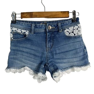Justice Jeans Girls Size 12R Jean Shorts Daisies Floral - Picture 1 of 5