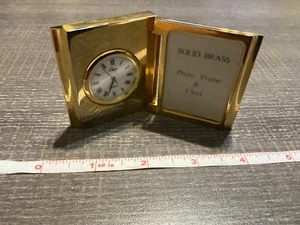 Very Rare Chass Folding Miniature Quartz Brass Desk Clock Picture Frame - Picture 1 of 8