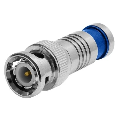 BNC Male Compression Connector RG59 Coax Coaxial Cable Adapter CCTV Camera Gold - Image 1 of 2