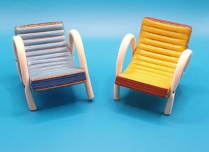 VTG 2 x Armchair Living Room or Garden Furniture German Dollhouse MCM 50s - Picture 1 of 8