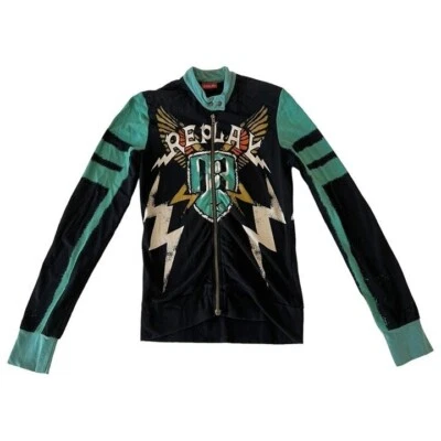 Chaqueta con cremallera gráfica Y2K Replay vintage. Talla XS. Foto 1 de 4