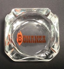 Vintage BONANZA Steakhouse Restaurant Clear Glass Ashtray