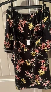 Joyspun Lace Trim Knit Cami Shorts Pajama PJ Set Black Tropical Floral NWT Sz 3x - Picture 1 of 10