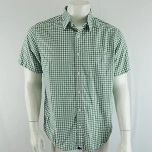 UNTUCKit 100% Cotton Short Sleeve Button Up Shirt Mens L Slim Fit Green White - Picture 1 of 7