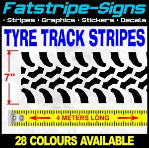 TYRE TRACK CAR STRIPES VINYL GRAPHICS DECALS STICKERS RACING BONNET VIPER 4x4 T4 - Picture 1 of 2