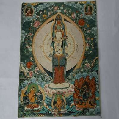 Tibet Tibetische Tuch Seide 1000 Arme Avalokiteshvara Kwan-yin Tangka Thangka #2 • 11.78€