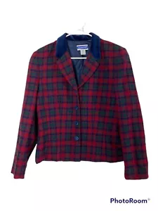 Blazer Chaqueta de Lana a Cuadros Pendleton De Colección Talla 8 Gamuza Cuello y Botones Caza de Zorro - Imagen 1 de 6