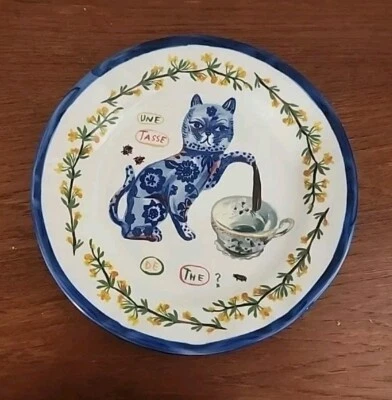  Plato de Cena Gato Colección Anthropologie Nathalie Lete Francófilo Nuevo  Foto 1 de 4