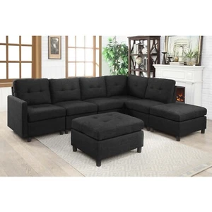 Modular Sectional Sofa L-Shaped Couch Modern Fabric Upholstered lounge DIY Sofa - Picture 1 of 33