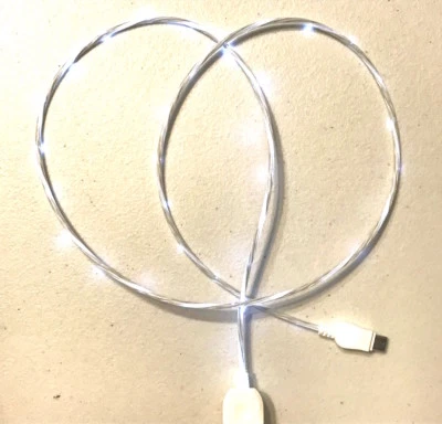 LED MICRO TYPE-C REVERSIBLE pin FLOWING LIGHT-UP 3FT flow glow USB charger cable - Image 1 of 4