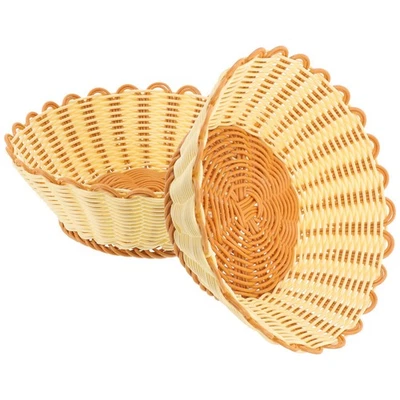  2 Pcs Corbeille A Fruits Imitation Panier De Rotin Plateaux À Collations - Photo 1/4