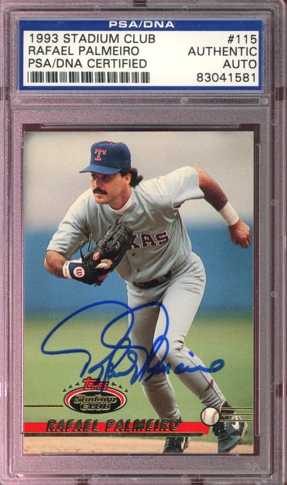1993 Topps Stadium Club Rafael Palmeiro #115 PSA/DNA Auto Autographed Signed - Image 1 of 2